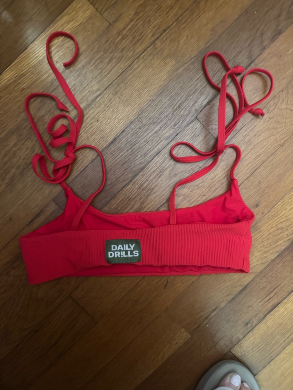 Daily Drills Bright Red Tie Swim Top size small